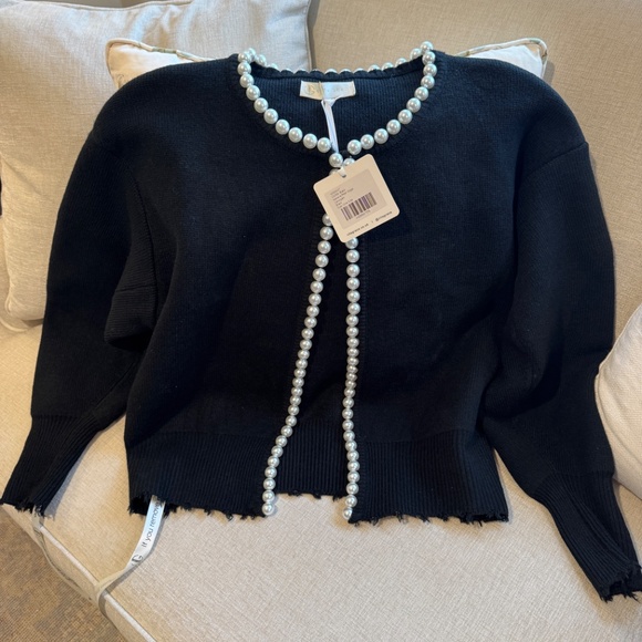 NWT VITA GRACE Isabella Pearl Edge Cardigan in Black, One Size - Picture 5 of 6